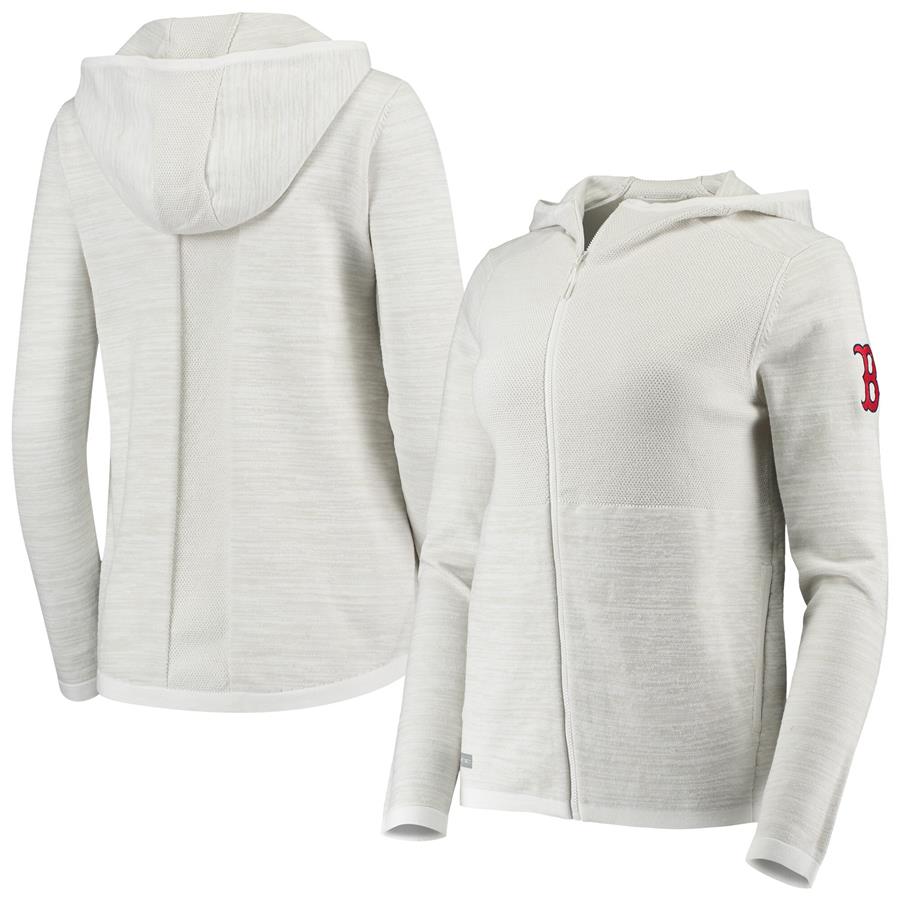 Boston Red Sox Levelwear Women's Cora Asymmetrical Full-Zip Jacket - Heathered White