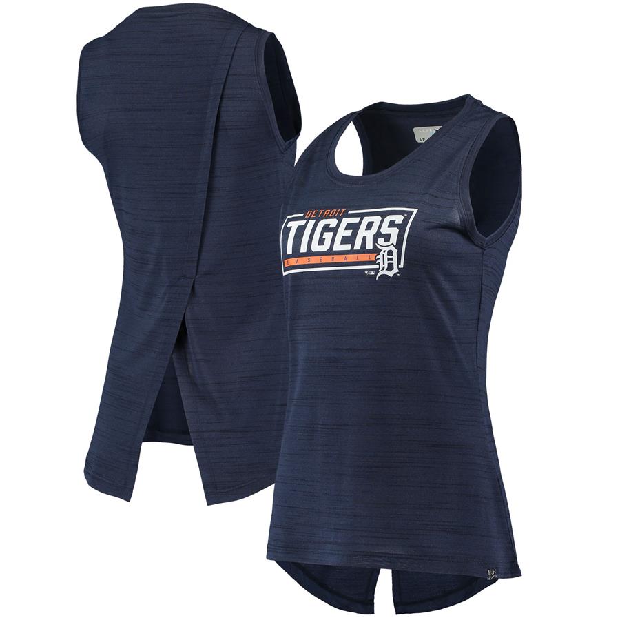 Detroit Tigers Levelwear Women's Freedom Boxed-In Tank Top - Heathered Navy