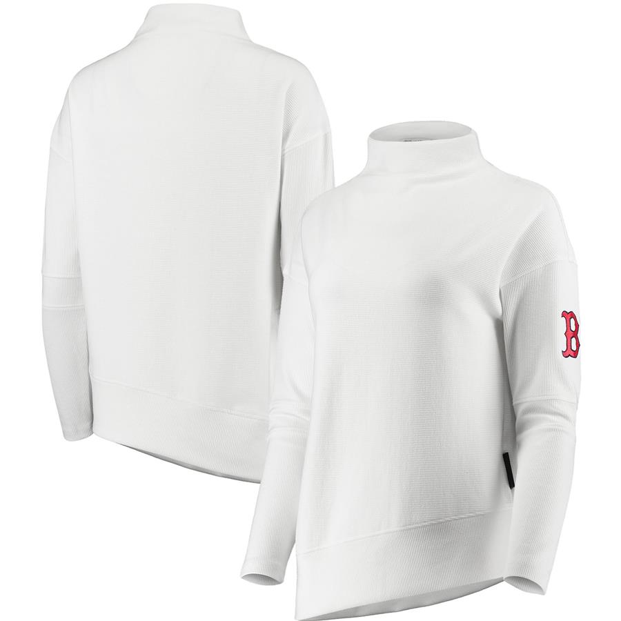 Boston Red Sox Levelwear Women's Lana Mock Neck Pullover Sweatshirt - White