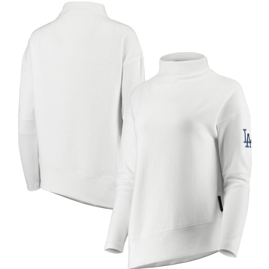 Los Angeles Dodgers Levelwear Women's Lana Mock Neck Pullover Sweatshirt - White