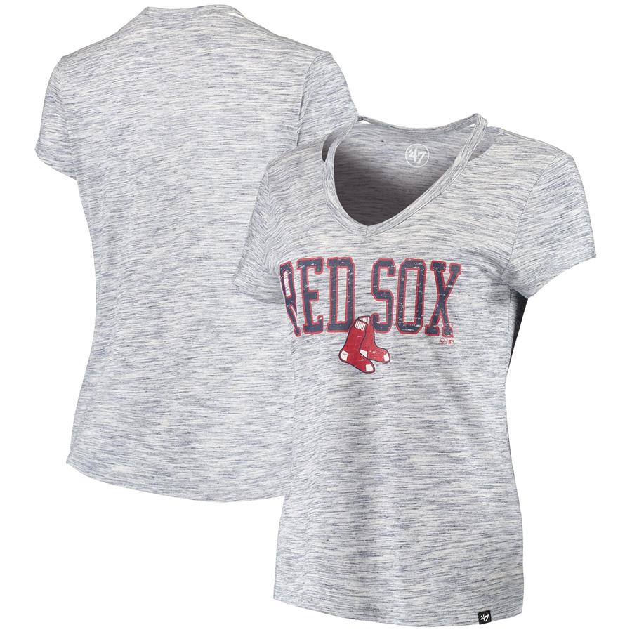 Boston Red Sox '47 Women's Haze Cut-Out V-Neck T-Shirt - Navy