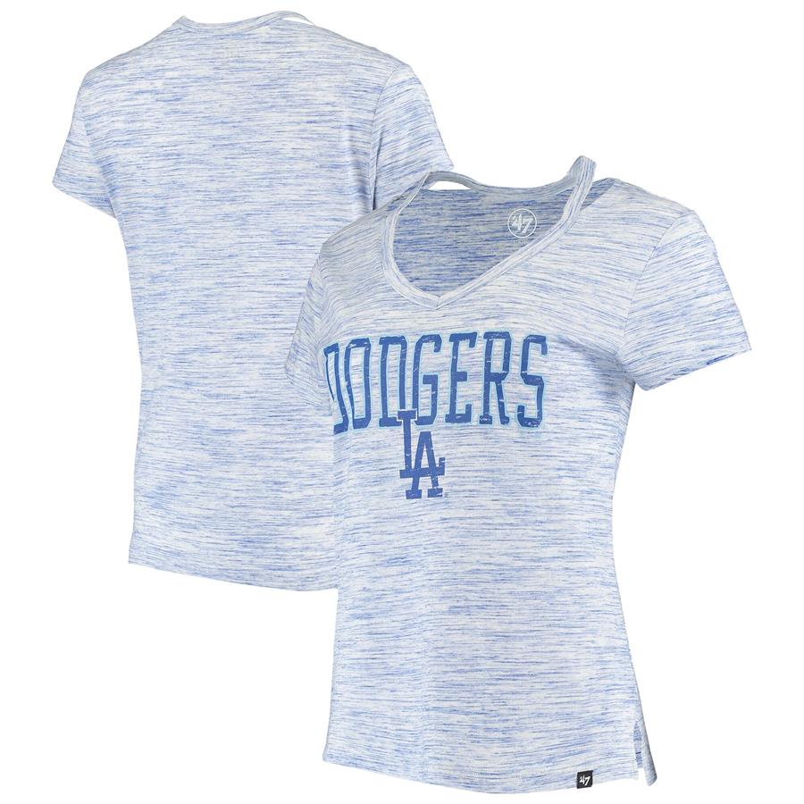Los Angeles Dodgers '47 Women's Haze Cut-Out V-Neck T-Shirt - Royal