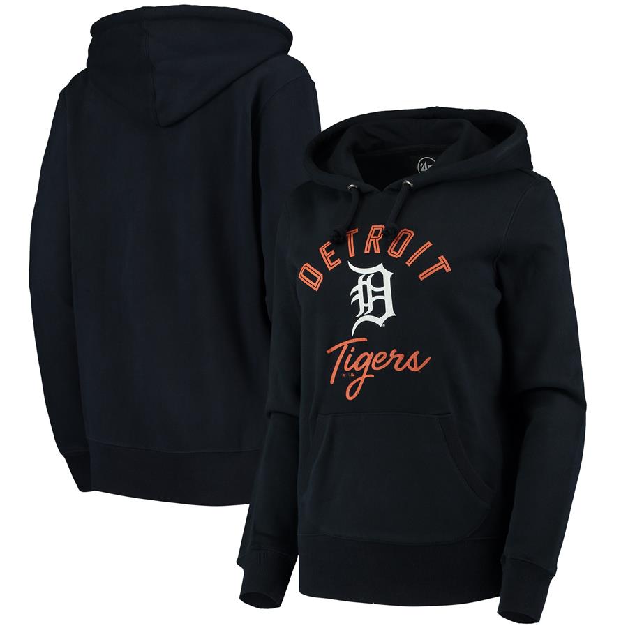 Detroit Tigers '47 Women's Hollow Script Headline Pullover Hoodie - Navy