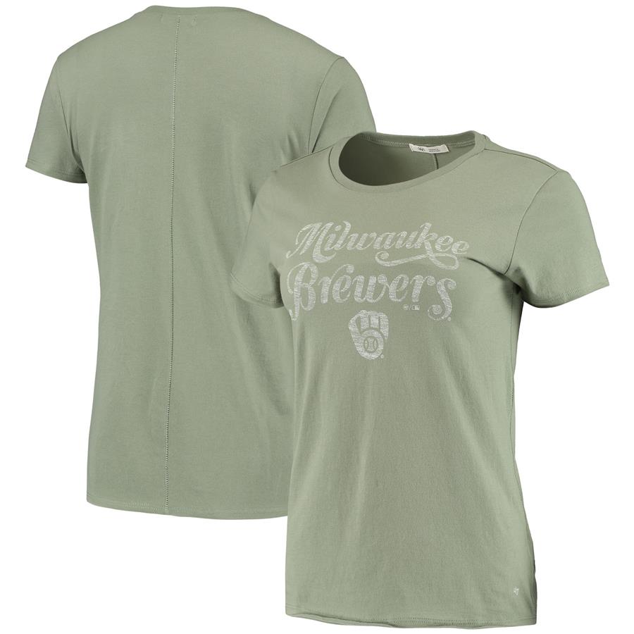 Milwaukee Brewers '47 Women's Whitney Letter T-Shirt - Olive