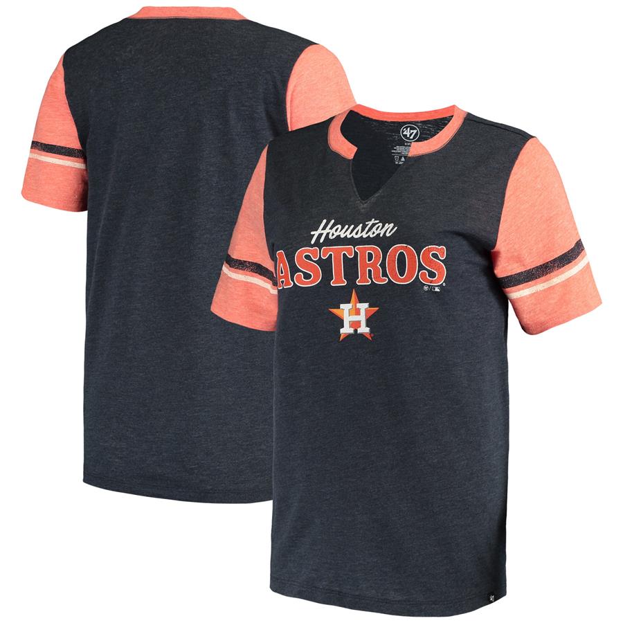 Houston Astros '47 Women's Match Tri-Blend Notch Neck T-Shirt - Navy