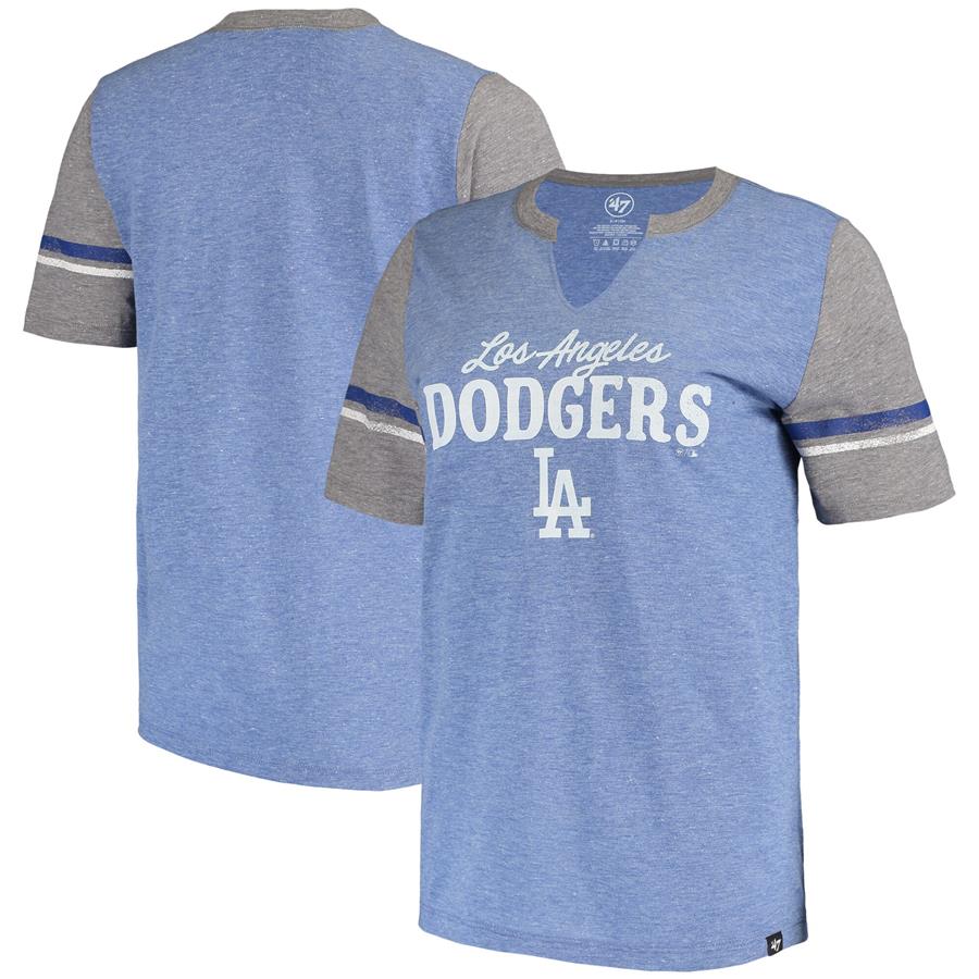 Los Angeles Dodgers '47 Women's Match Tri-Blend Notch Neck T-Shirt - Royal