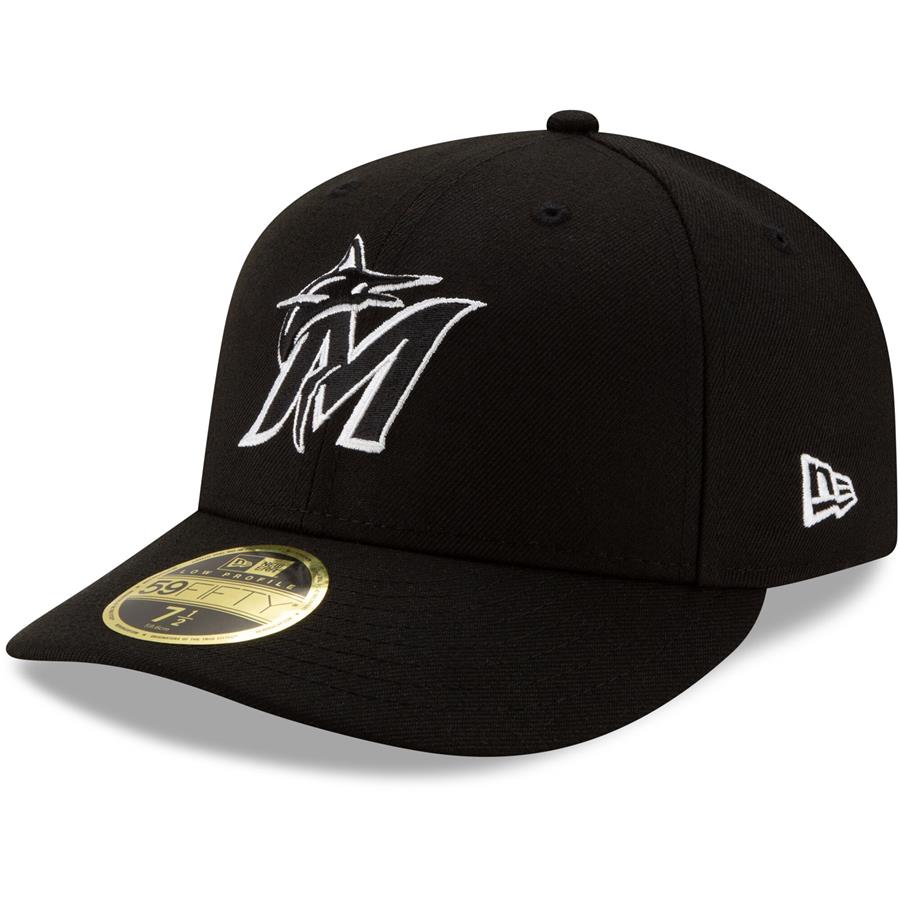 Miami Marlins New Era Team Low Profile 59FIFTY Fitted Hat - Black