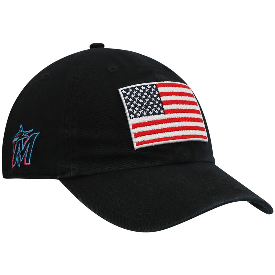 Miami Marlins '47 Heritage Front Clean Up Adjustable Hat - Black