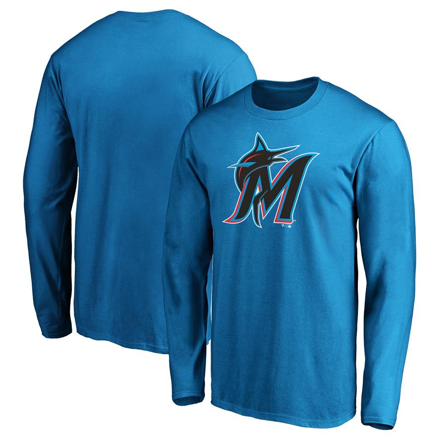 Miami Marlins Fanatics Branded Official Logo Long Sleeve T-Shirt - Blue