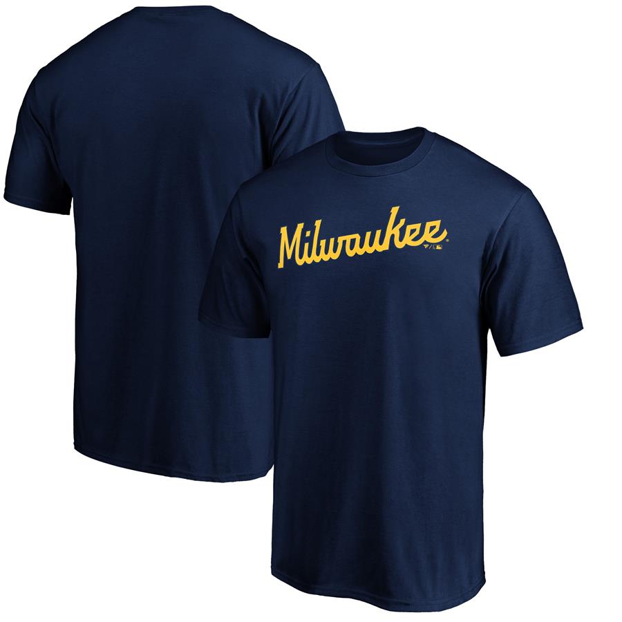 Milwaukee Brewers Fanatics Branded Official Wordmark T-Shirt - Navy