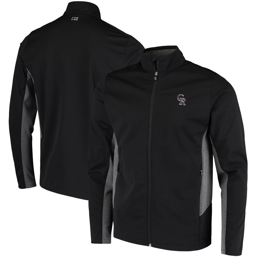 Colorado Rockies Cutter & Buck Navigate WeatherTec Full-Zip Jacket - Black