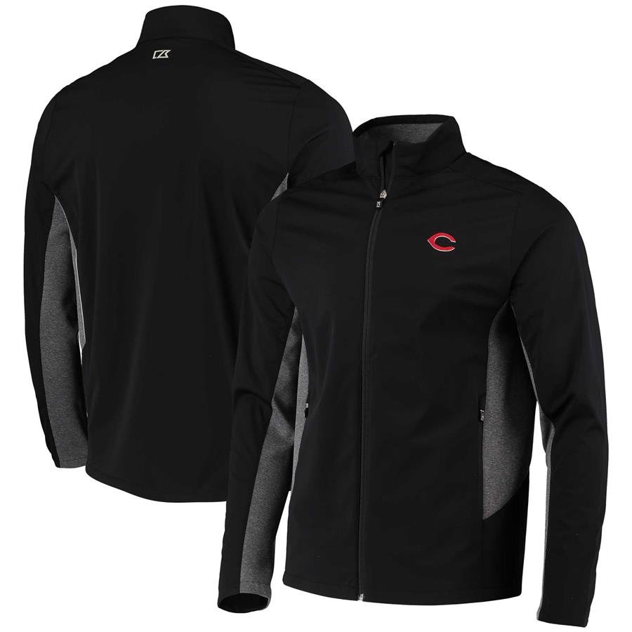 Cincinnati Reds Cutter & Buck Navigate WeatherTec Full-Zip Jacket - Black