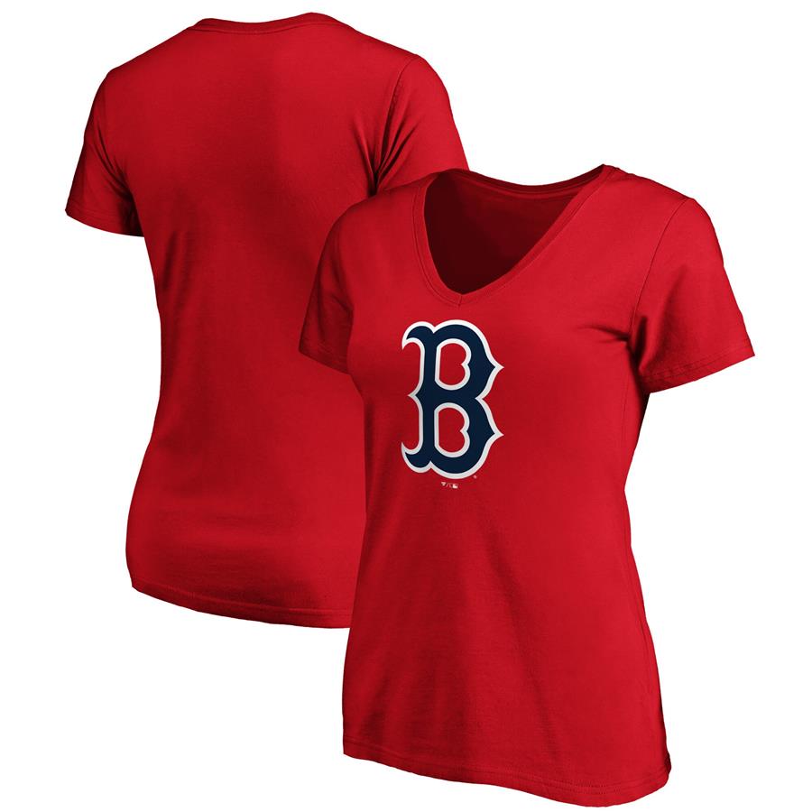 Boston Red Sox Fanatics Branded Women's Core Official Logo V-Neck T-Shirt - Red