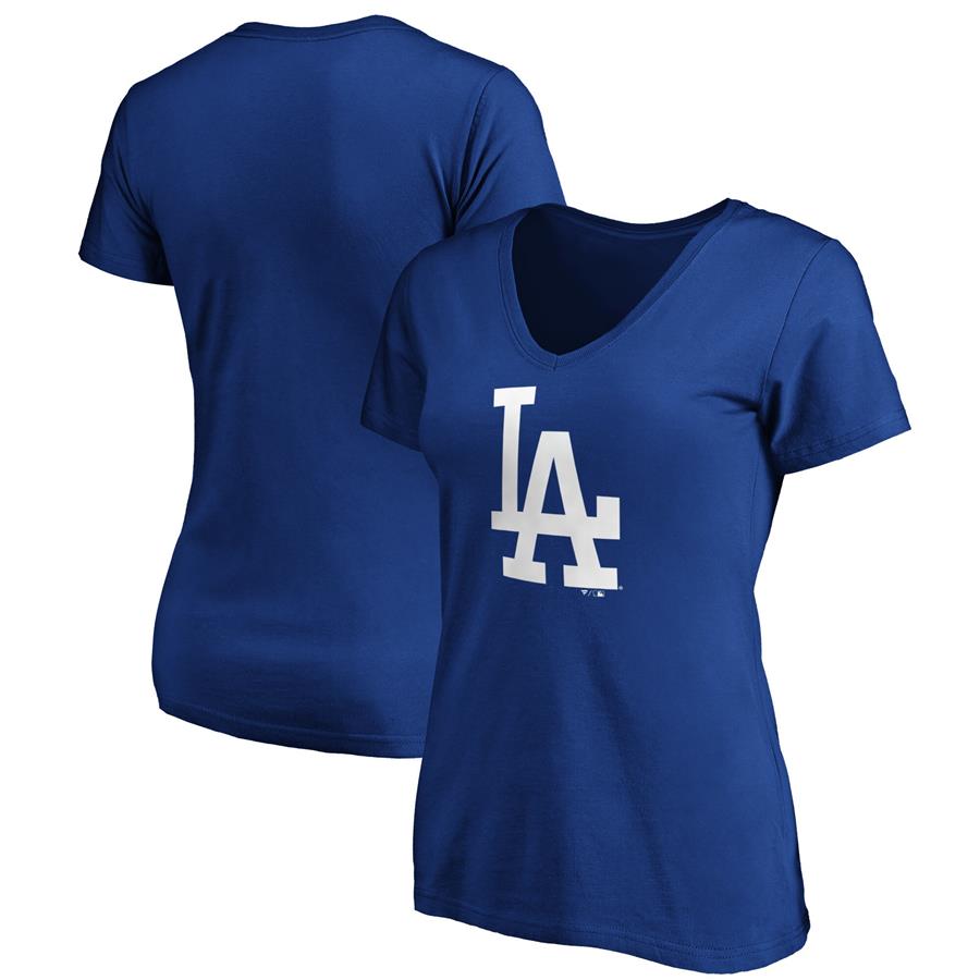 Los Angeles Dodgers Fanatics Branded Women's Core Official Logo V-Neck T-Shirt - Royal