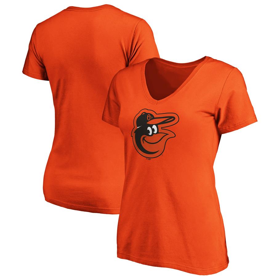 Baltimore Orioles Fanatics Branded Women's Core Official Logo V-Neck T-Shirt - Orange