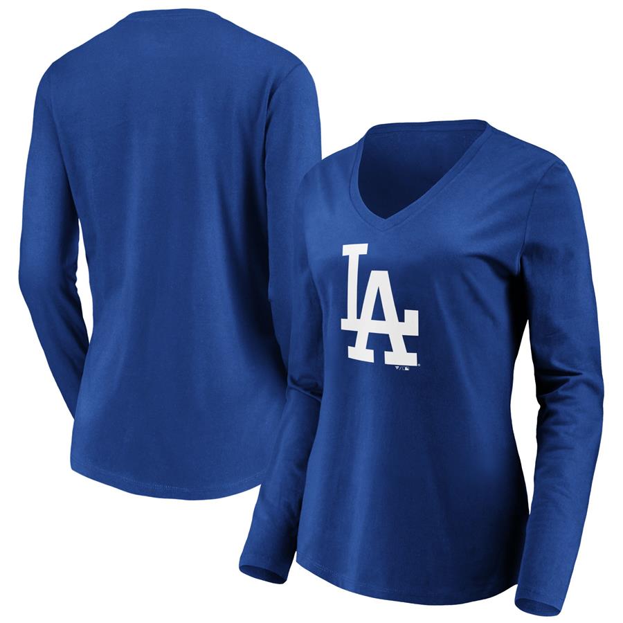 Los Angeles Dodgers Fanatics Branded Women's Official Logo Long Sleeve V-Neck T-Shirt - Royal