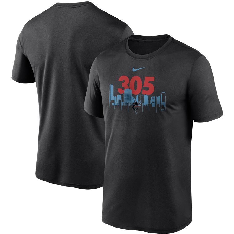 Miami Marlins Nike Local Skyline Legend Performance T-Shirt - Black