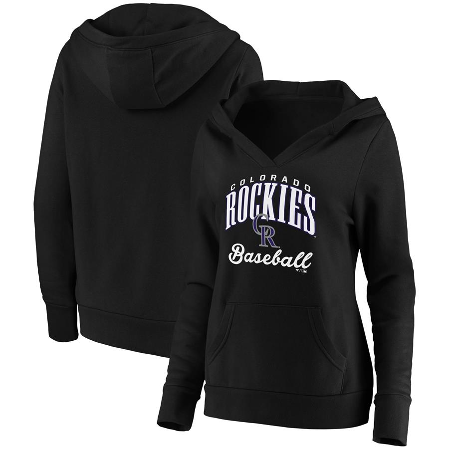 Colorado Rockies Fanatics Branded Women's Victory Script Crossover Neck Pullover Hoodie - Black