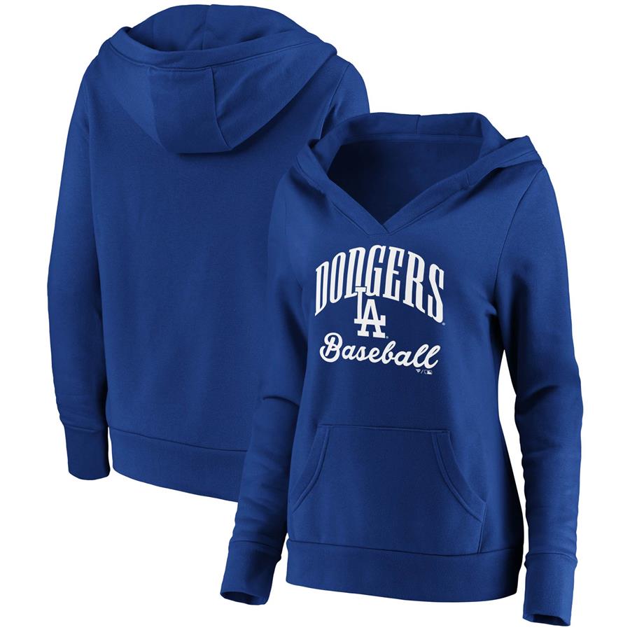 Los Angeles Dodgers Fanatics Branded Women's Victory Script Crossover Neck Pullover Hoodie - Royal