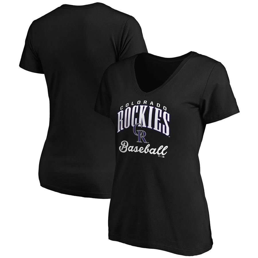 Colorado Rockies Fanatics Branded Women's Victory Script V-Neck T-Shirt - Black