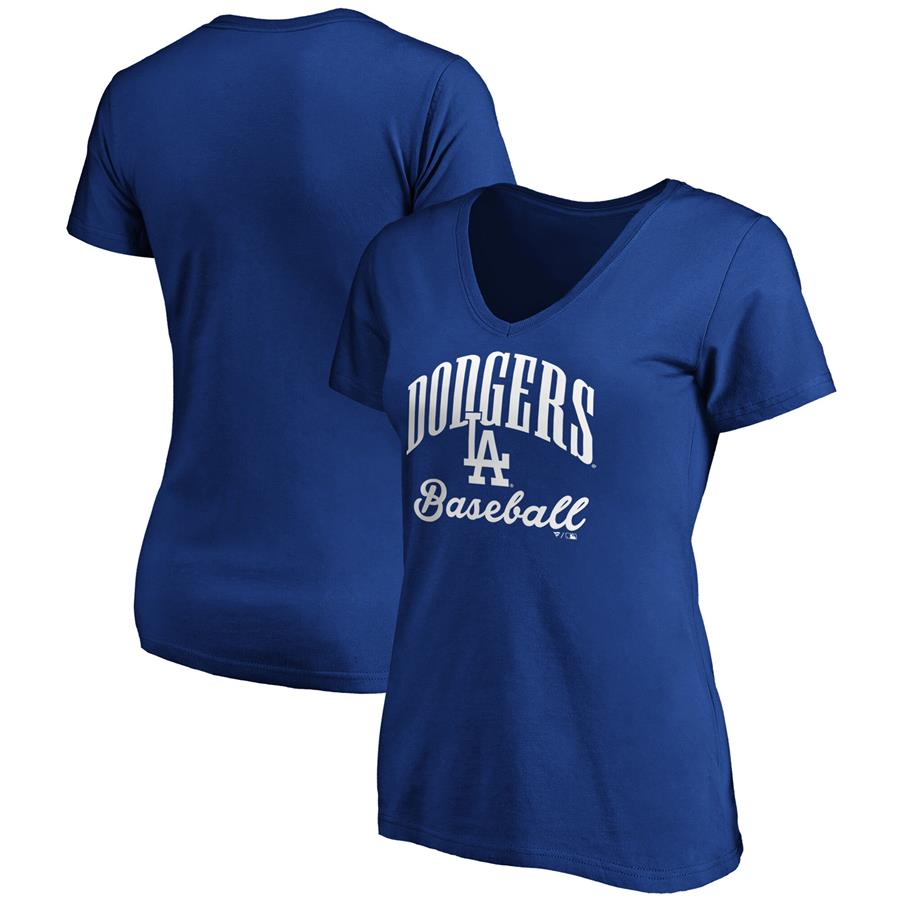 Los Angeles Dodgers Fanatics Branded Women's Victory Script V-Neck T-Shirt - Royal