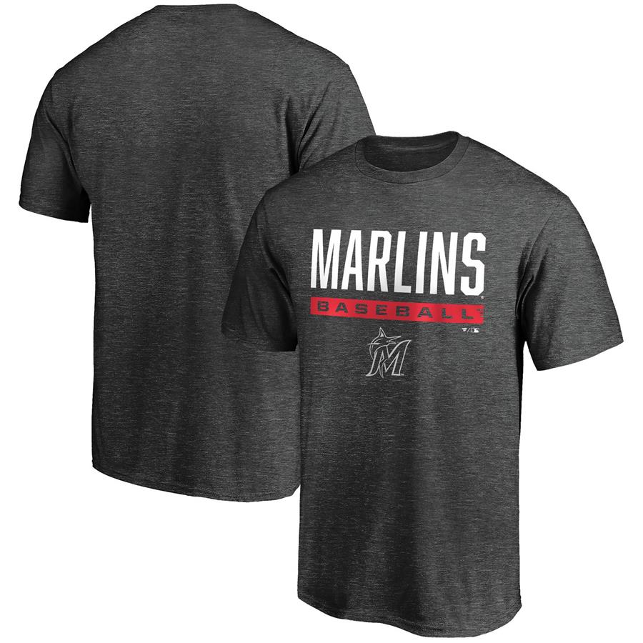 Miami Marlins Fanatics Branded Win Stripe T-Shirt - Charcoal
