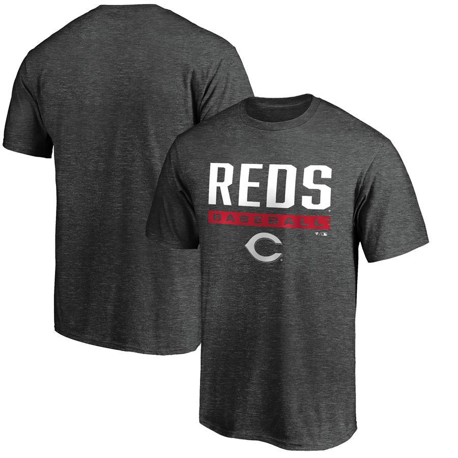 Cincinnati Reds Fanatics Branded Win Stripe T-Shirt - Heathered Charcoal