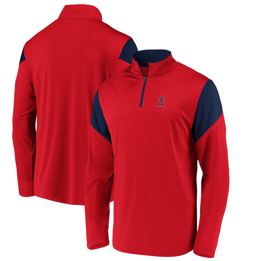 Los Angeles Angels Fanatics Branded Primary Logo Quarter-Zip Jacket - Red