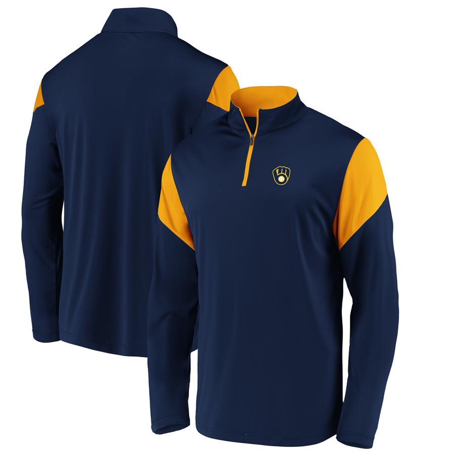 Milwaukee Brewers Fanatics Branded Primary Logo Quarter-Zip Jacket - Navy