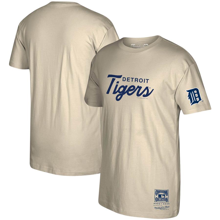 Detroit Tigers Mitchell & Ness Cooperstown Collection Vintage Script T-Shirt - Cream