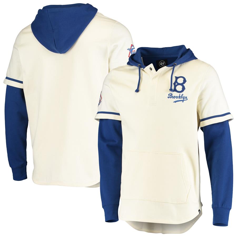 Los Angeles Dodgers '47 Heritage Shortstop Jersey Four-Snap Hoodie - Cream