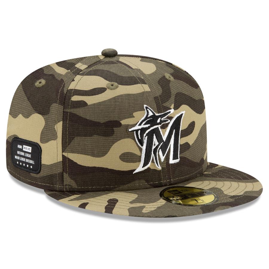 Miami Marlins New Era 2021 Armed Forces Day On-Field 59FIFTY Fitted Hat - Camo
