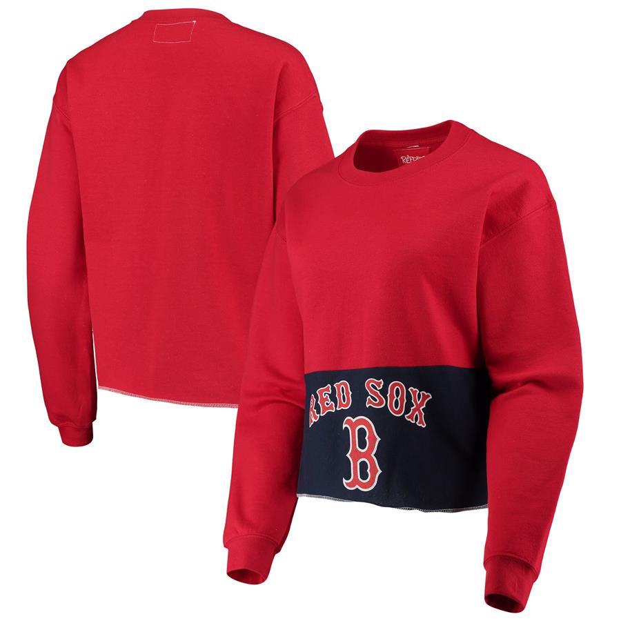 Boston Red Sox Refried Apparel Women's Sustainable Cropped Sweatshirt - Red