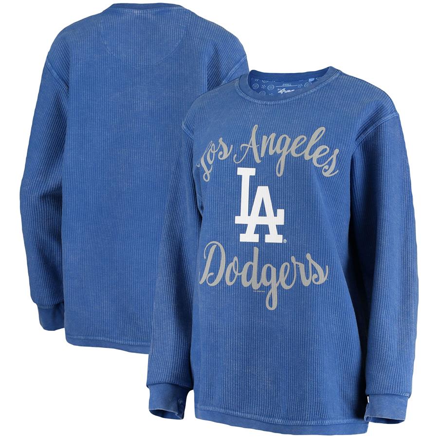 Los Angeles Dodgers G-III 4Her by Carl Banks Women's Script Comfy Cord Pullover Sweatshirt - Royal