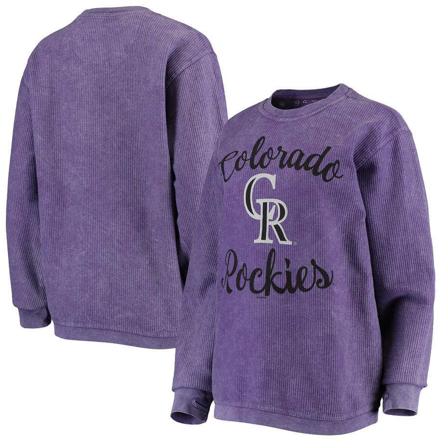 Colorado Rockies G-III 4Her by Carl Banks Women's Script Comfy Cord Pullover Sweatshirt - Purple