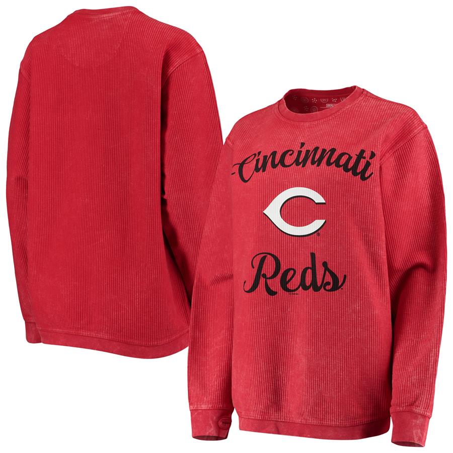 Cincinnati Reds G-III 4Her by Carl Banks Women's Script Comfy Cord Pullover Sweatshirt - Red