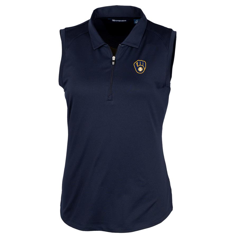 Milwaukee Brewers Cutter & Buck Women's Forge Sleeveless Polo - Navy