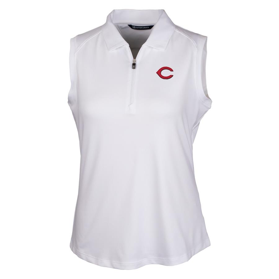 Cincinnati Reds Cutter & Buck Women's Forge Sleeveless Polo - White