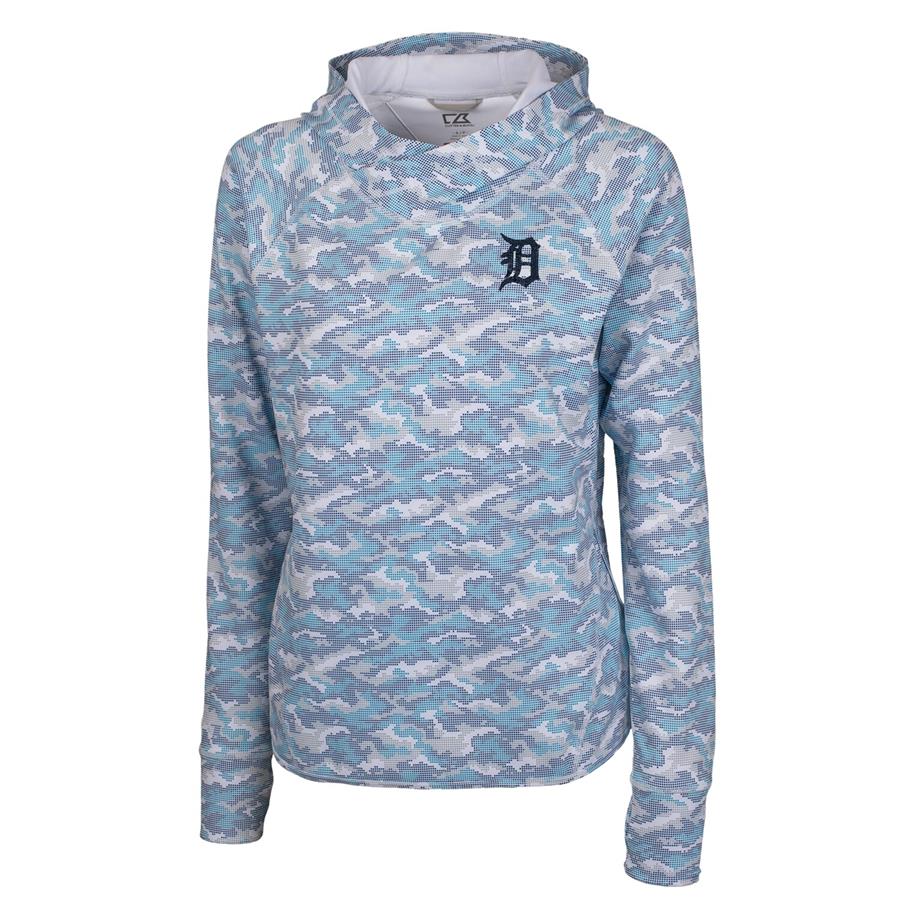 Detroit Tigers Cutter & Buck Women's Traverse Camo Pullover Hoodie - Navy