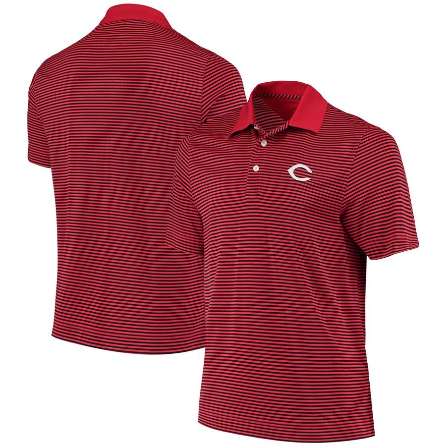 Cincinnati Reds Cutter & Buck Trevor Stripe DryTec Polo - Red