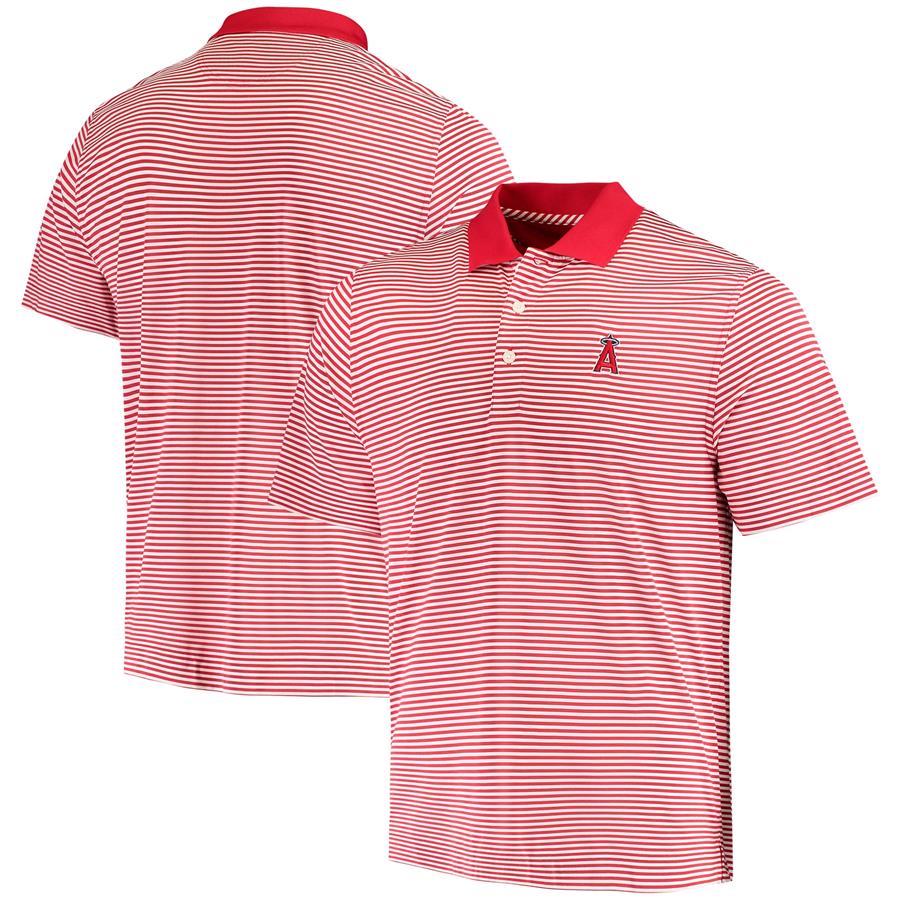 Los Angeles Angels Cutter & Buck Trevor Stripe DryTec Polo - Red