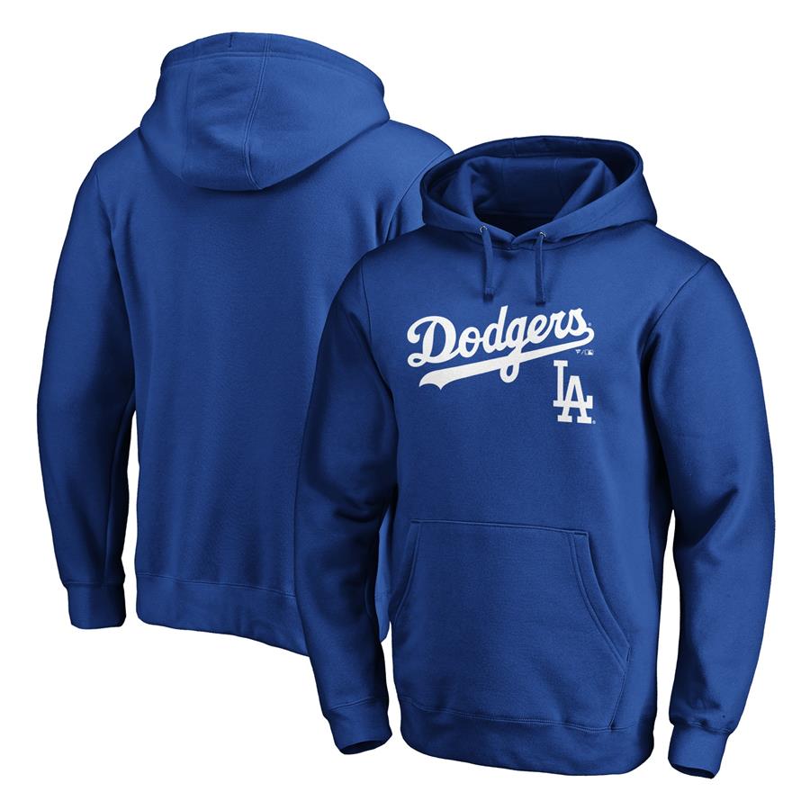 Los Angeles Dodgers Fanatics Branded Team Logo Lockup Pullover Hoodie - Royal