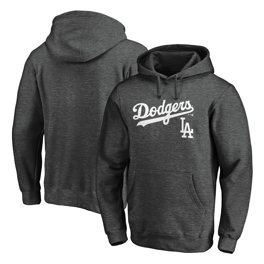 Los Angeles Dodgers Fanatics Branded Team Logo Lockup Pullover Hoodie - Charcoal