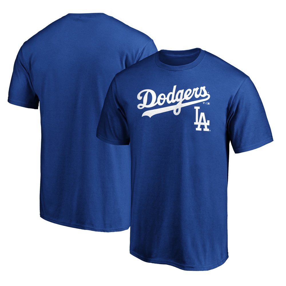 Los Angeles Dodgers Fanatics Branded Team Logo Lockup T-Shirt - Royal