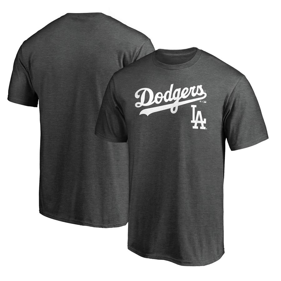 Los Angeles Dodgers Fanatics Branded Team Logo Lockup T-Shirt - Charcoal