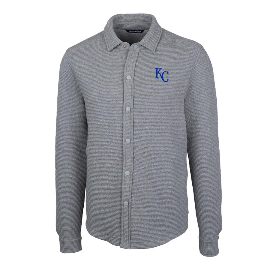 Kansas City Royals Cutter & Buck Coastal Button-Up Shirt Jacket - Gray