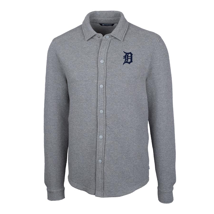 Detroit Tigers Cutter & Buck Coastal Button-Up Shirt Jacket - Gray