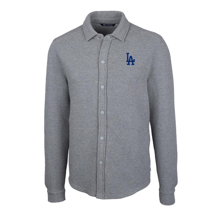 Los Angeles Dodgers Cutter & Buck Coastal Button-Up Shirt Jacket - Gray