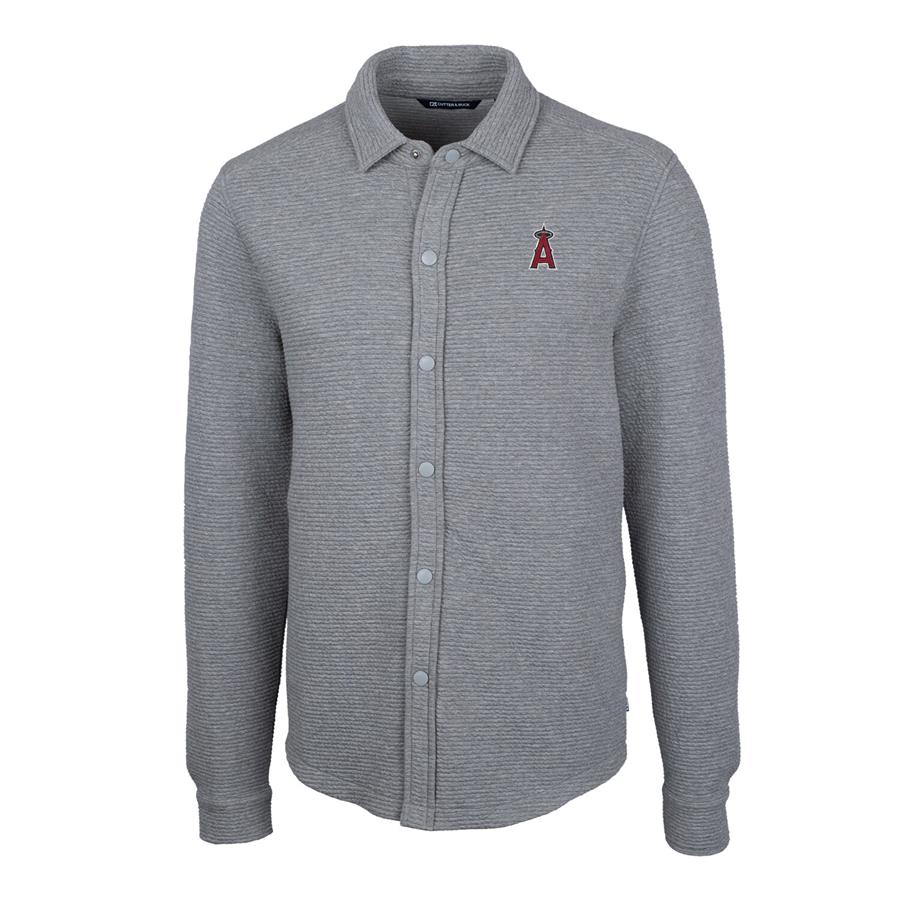 Los Angeles Angels Cutter & Buck Coastal Button-Up Shirt Jacket - Gray