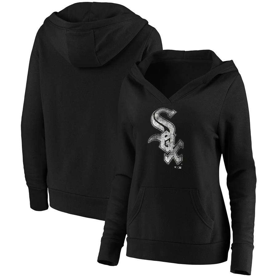 Женское худи с V-вырезом Chicago White Sox Fanatics Branded Core Team Crossover (чёрный)